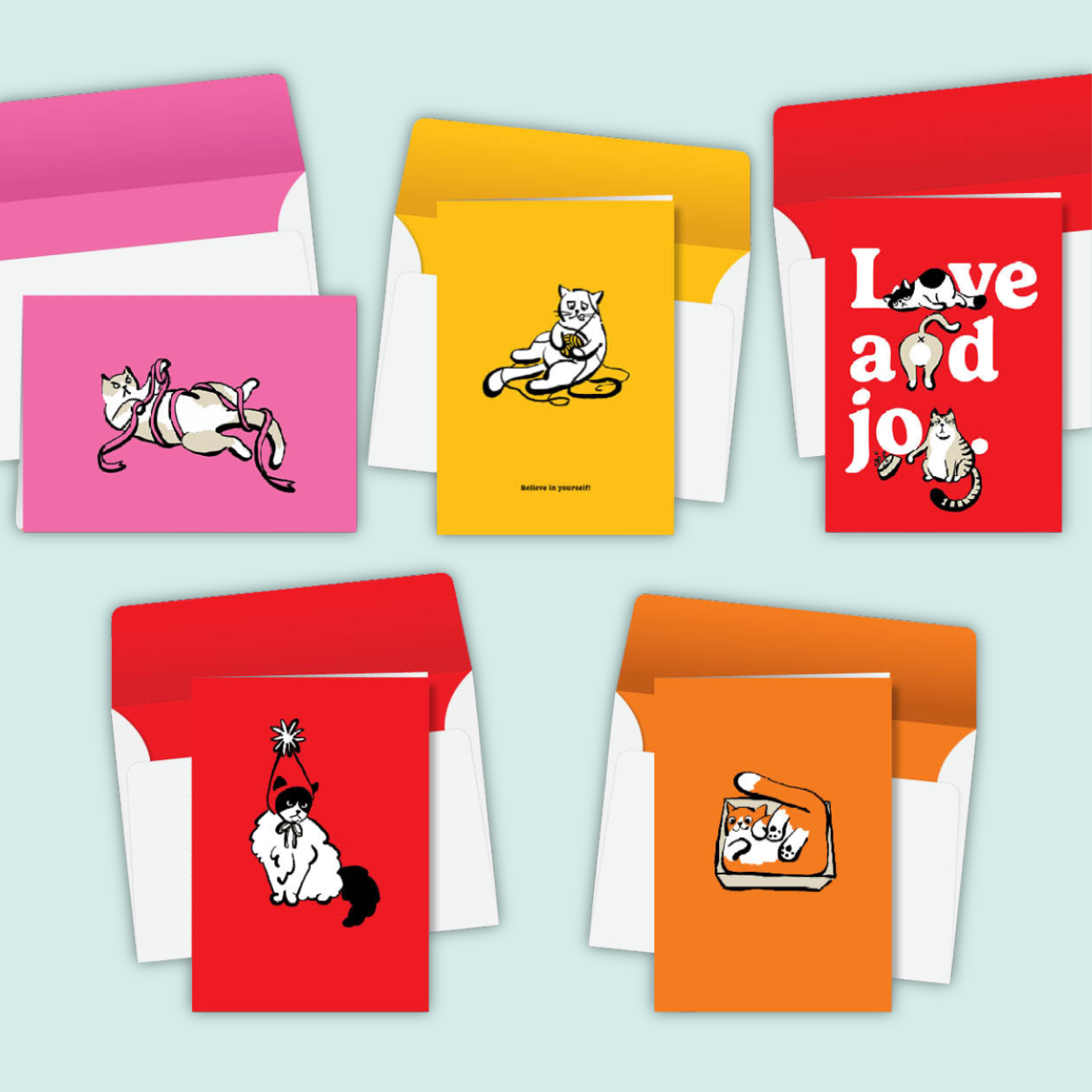 Meow cat greeting cards